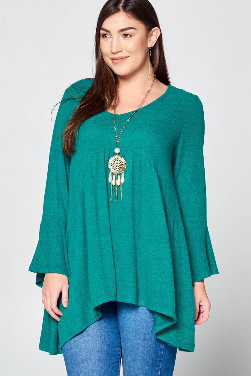 ETK-7368-PL Babydoll Hacci Brush Neckline Fashion Top
