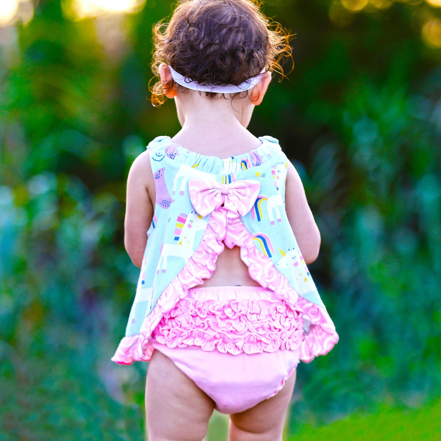 AnnLoren Baby Girls Swing Tank Top Unicorns & Rainbow