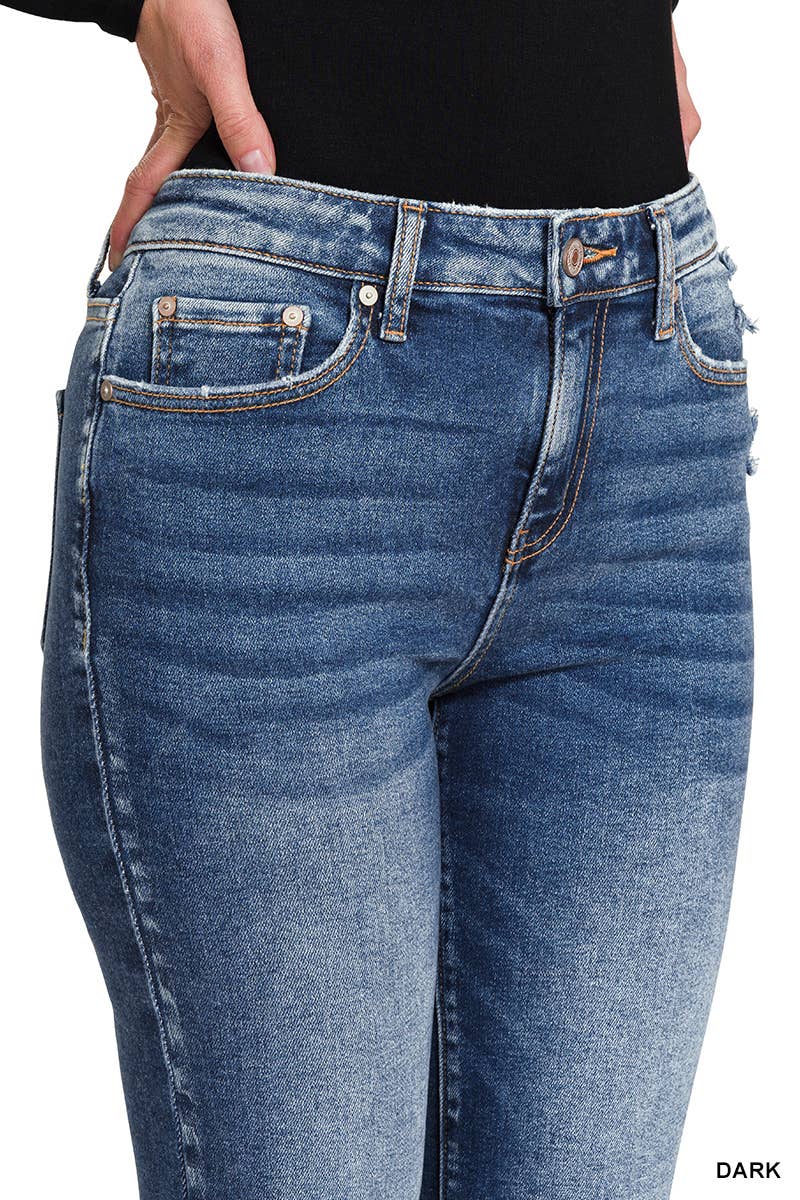 Distressed Crop Flare DENIM PANTS