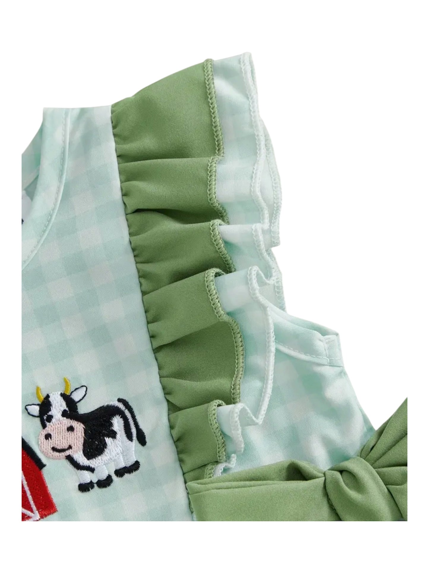 Green Plaid Farm Romper