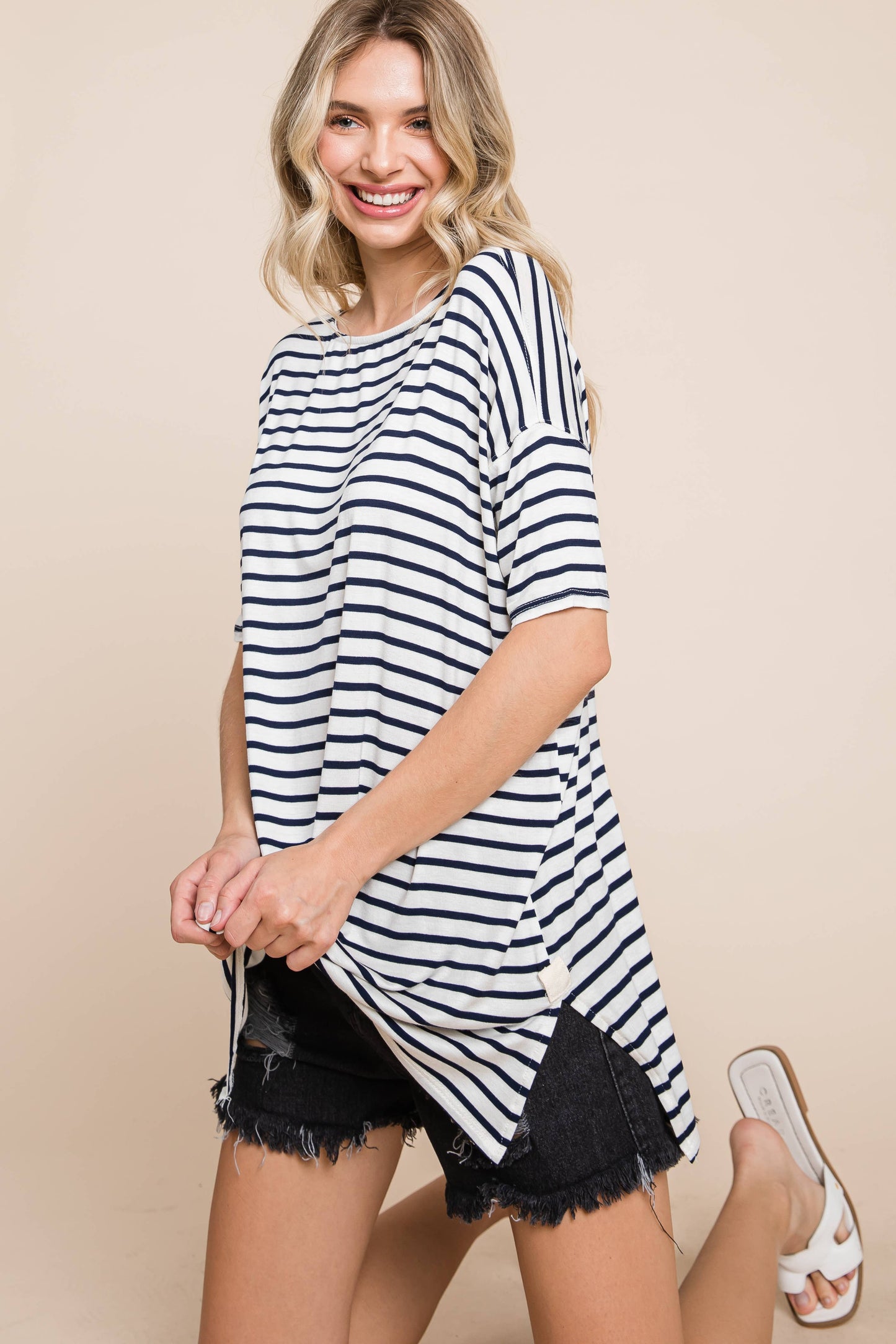 ETK-4107 Nautical Striped Tunic Top