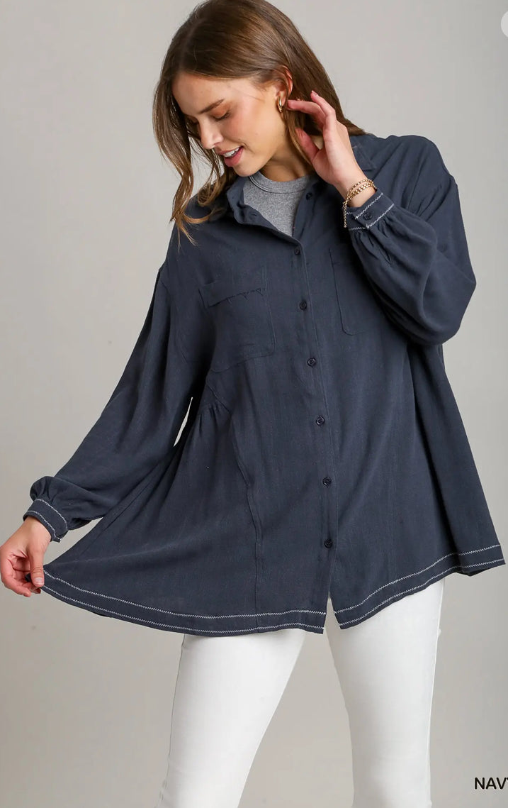 UMGEE Linen Blend Button Down