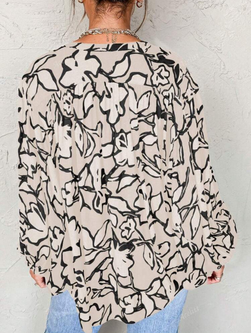 Black Cream Floral Blouse