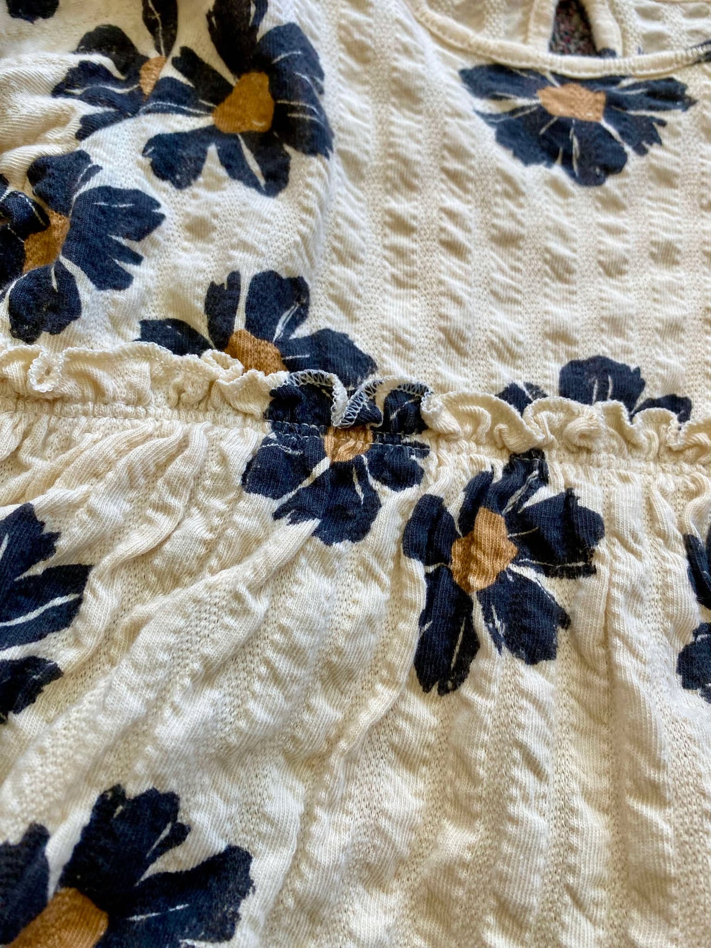 Cream and Black Floral Dress