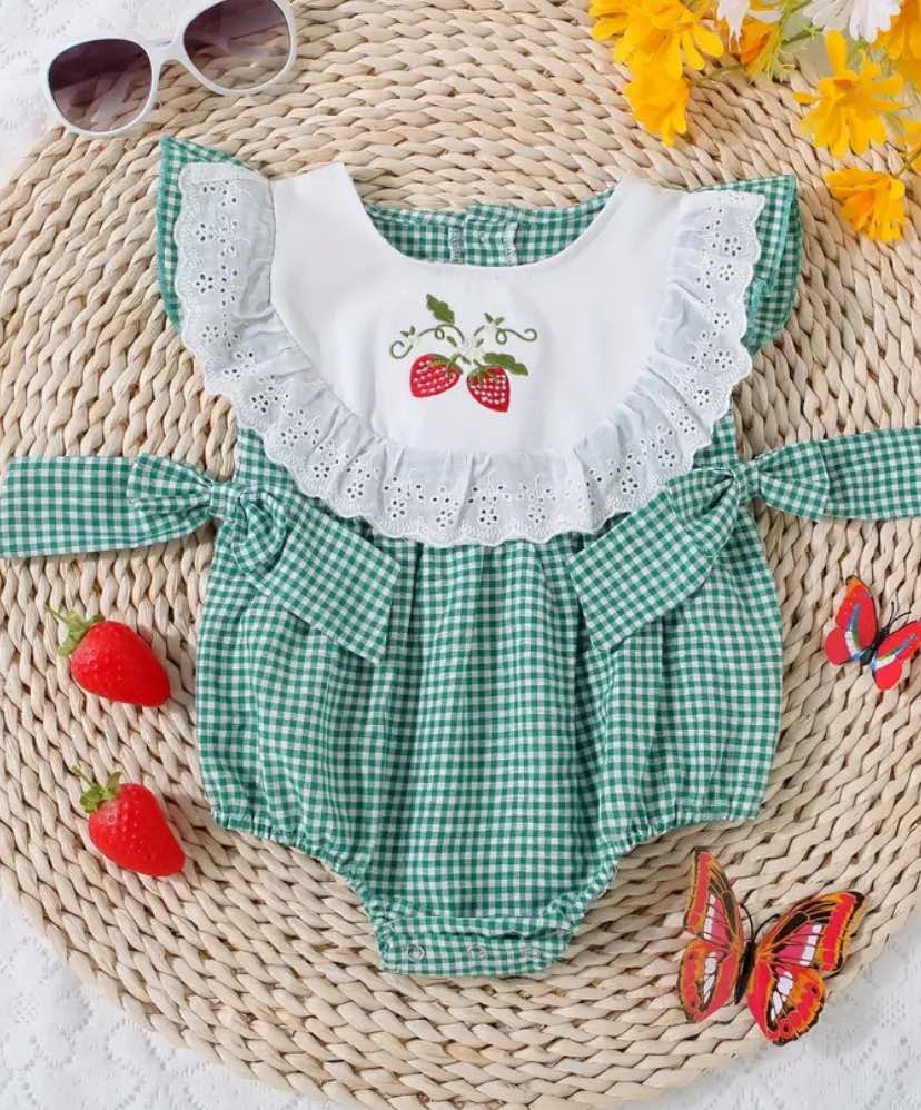 Strawberry Embroidery Bowknot