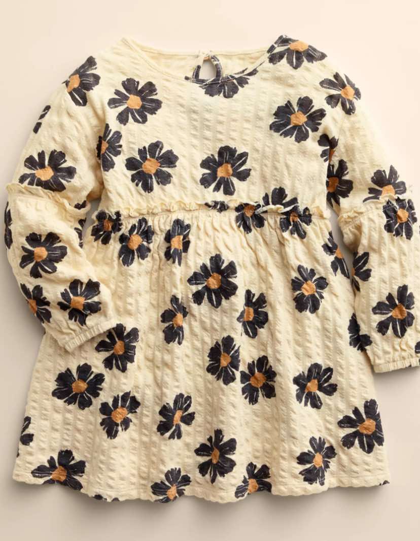 Cream and Black Floral Dress