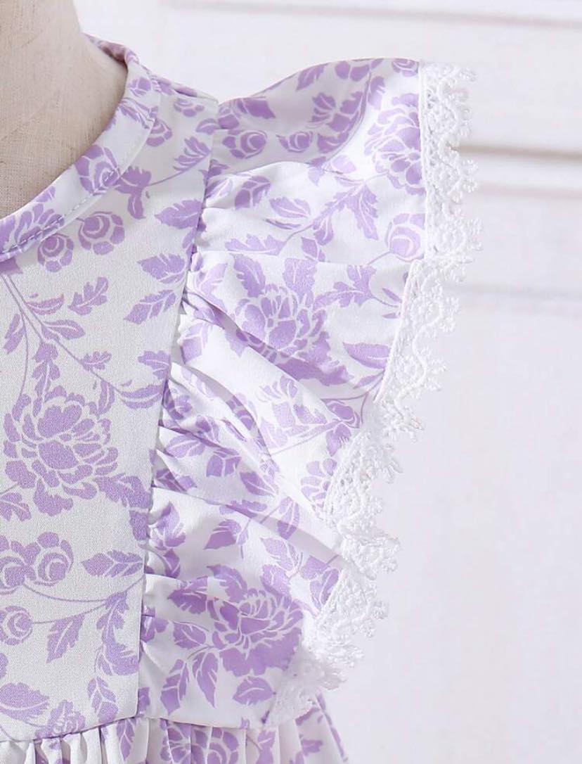 Vintage Floral Lace Trim Dress