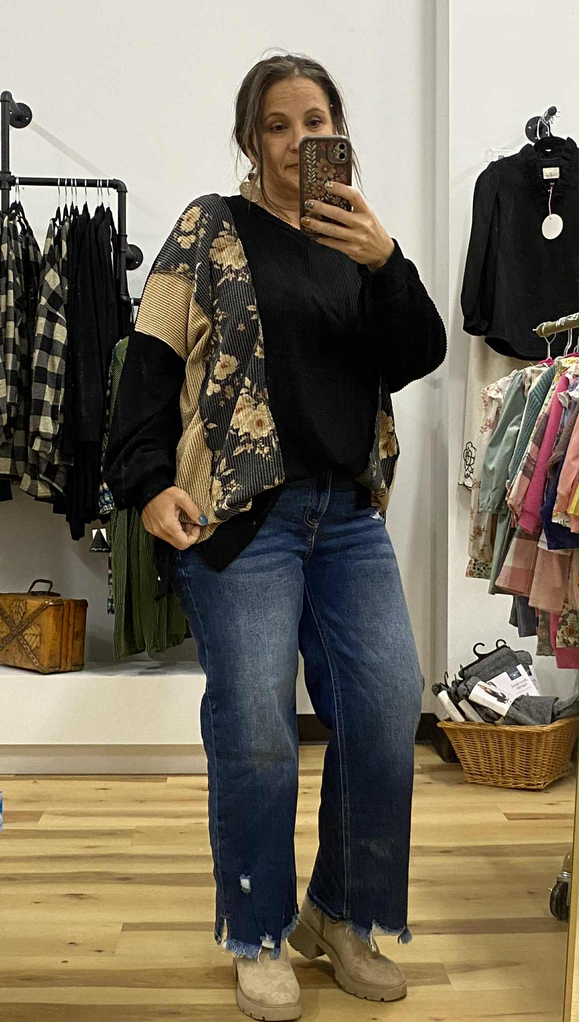 SOLID AND FLORAL URBAN RIB TOP