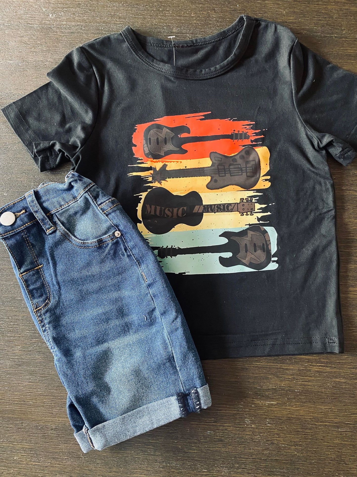 Boys Washed Rolled Hem Denim Shorts