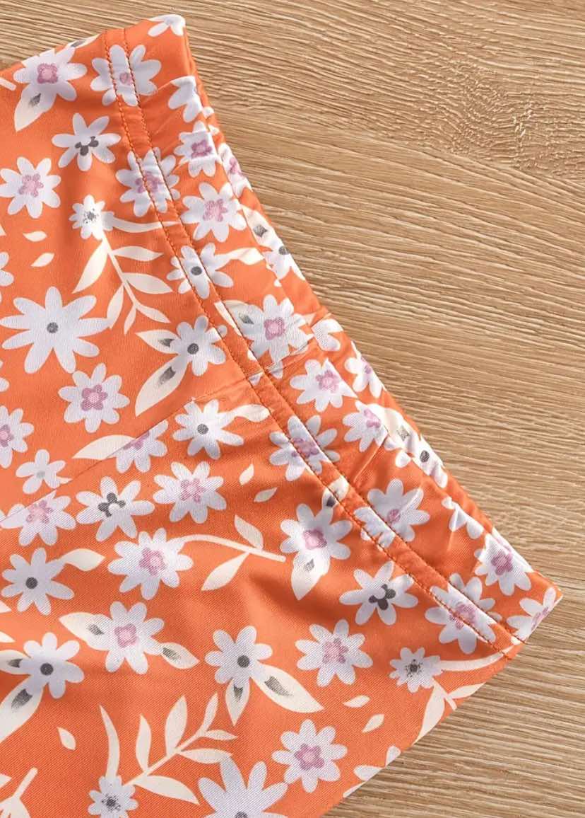 Orange Ruffle Sleeve Set
