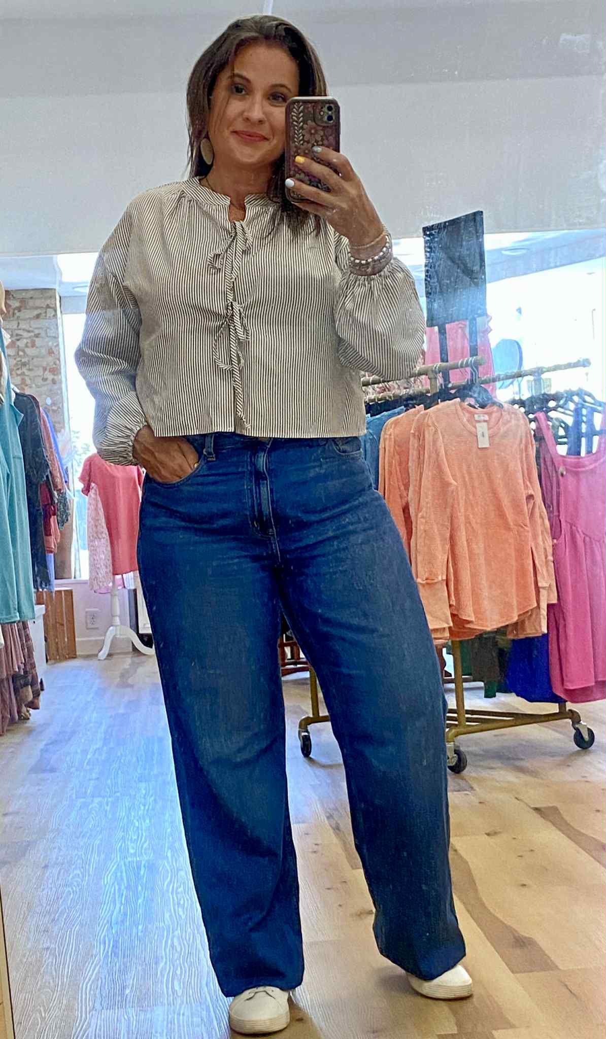 Striped Front Tie Blouse
