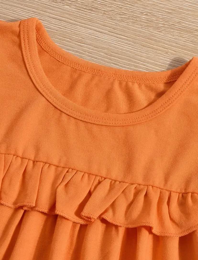 Orange Ruffle Sleeve Set