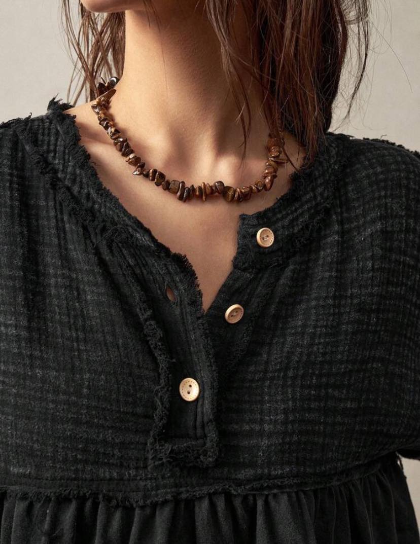 Oversized Black Boho Casual Top