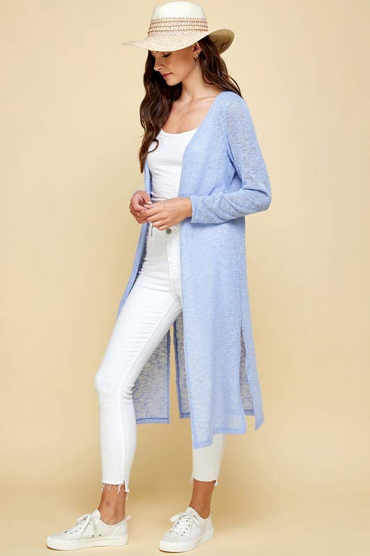 ETK-8395 Solid Knit Longline Cardigan