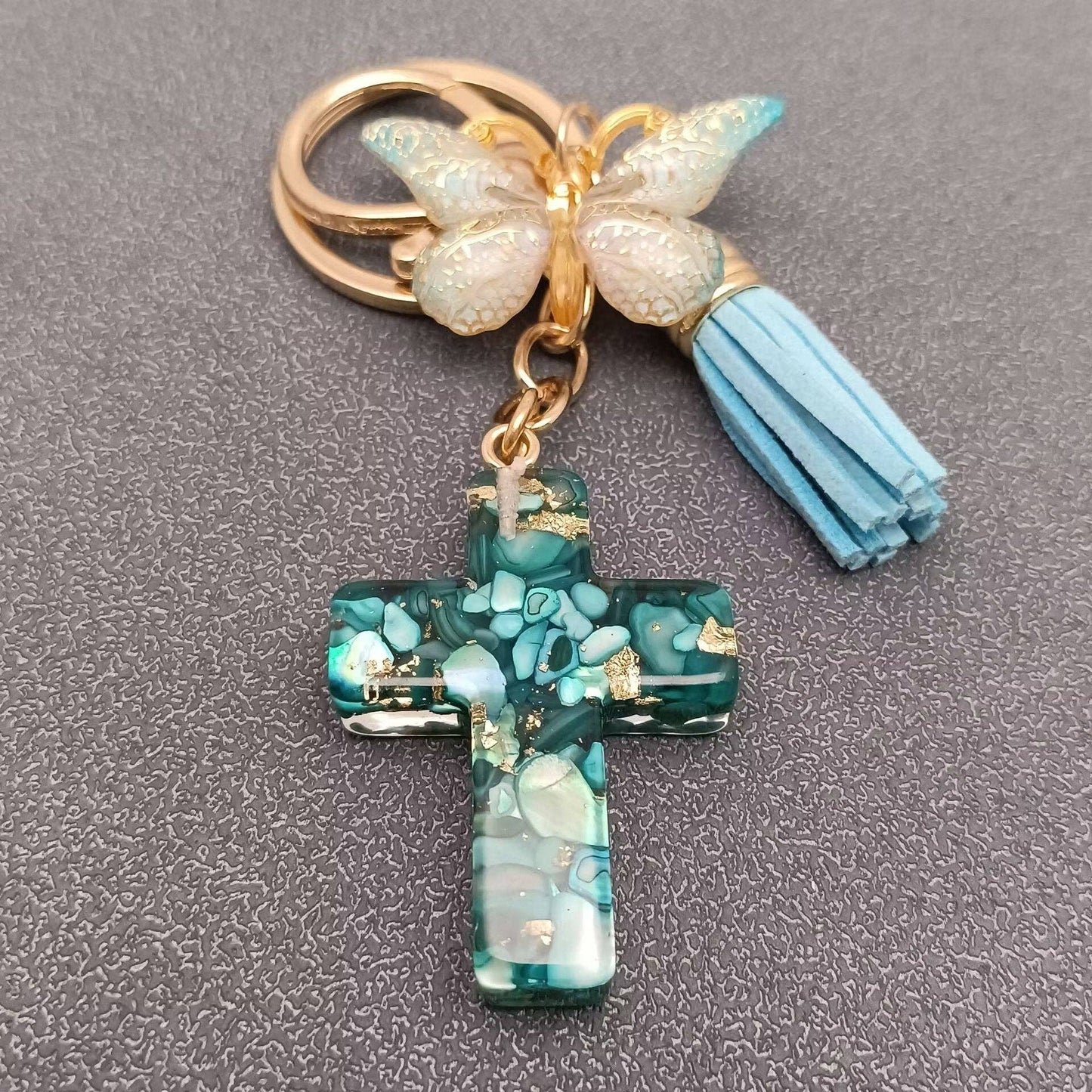 Multi-style Acrylic Butterfly Resin Cross Pendant Keychains
