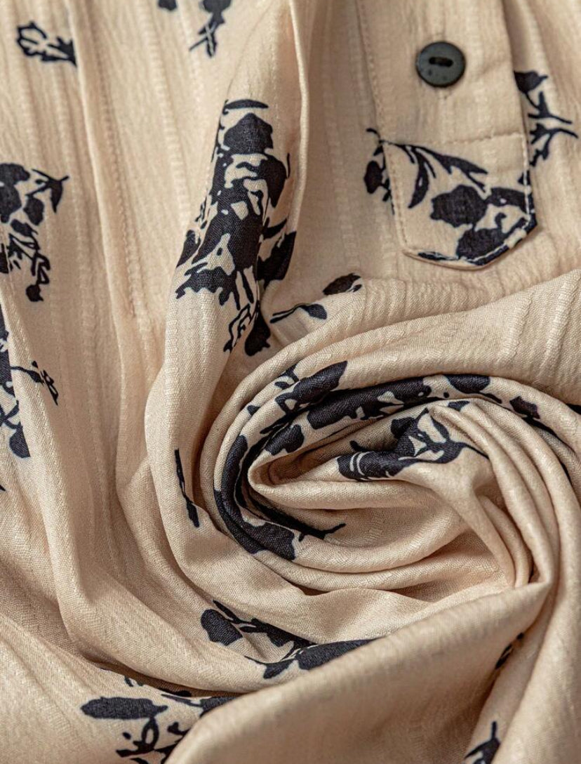 Black and Cream Floral Print