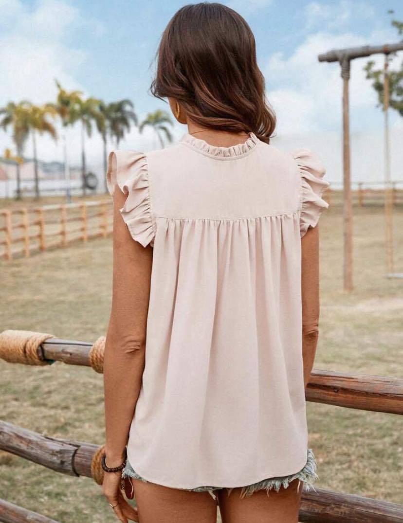 Tie Up Ruffle Trim Blouse