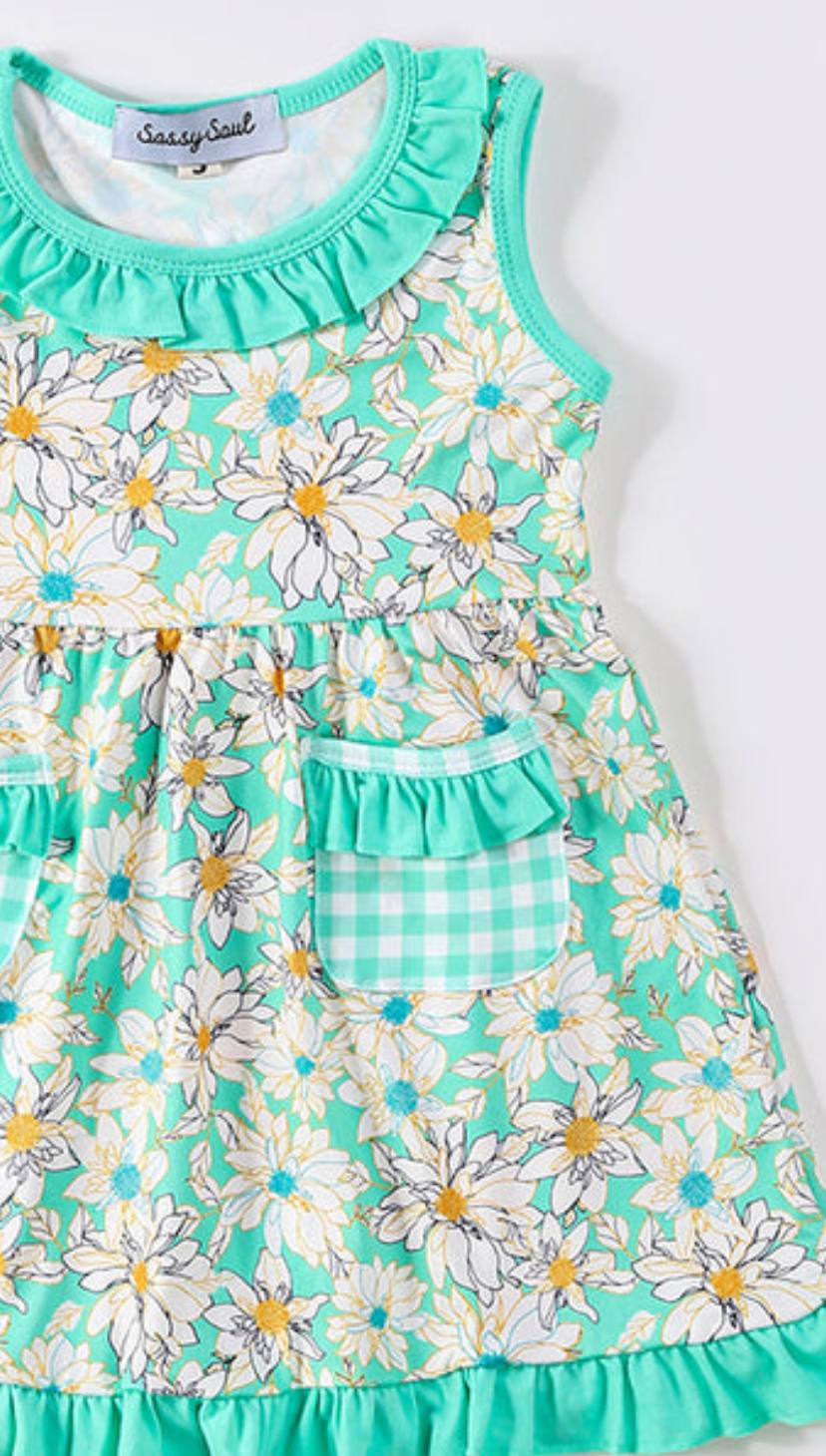 Bright Green Floral Romper