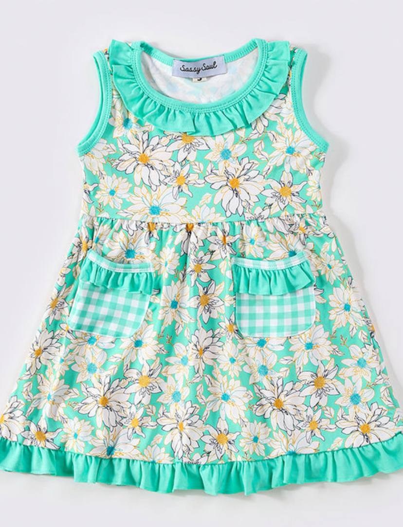 Bright Green Floral Romper
