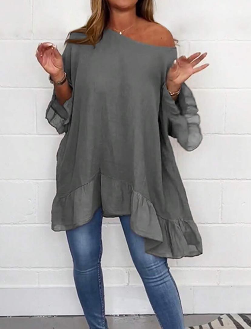 Ruffle Hem Peplum Top