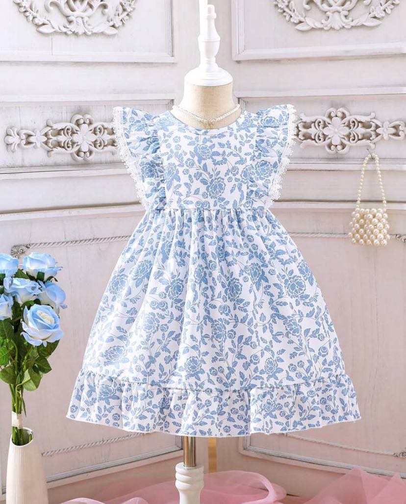 Vintage Floral Lace Trim Dress