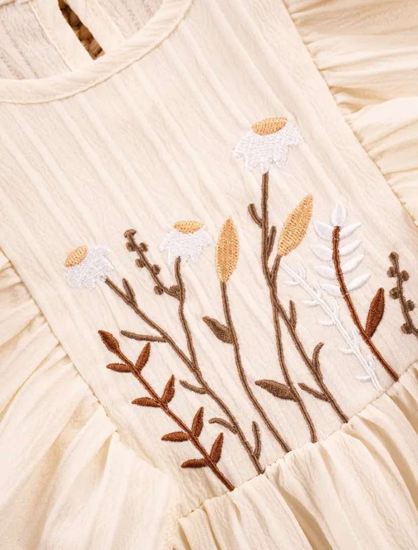 Cream Embroidery Dress