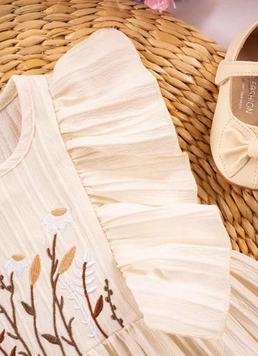 Cream Embroidery Dress