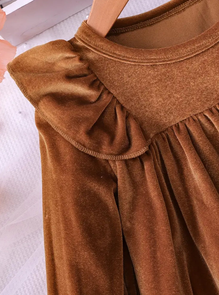 Brown Velvet Ruffle Trim