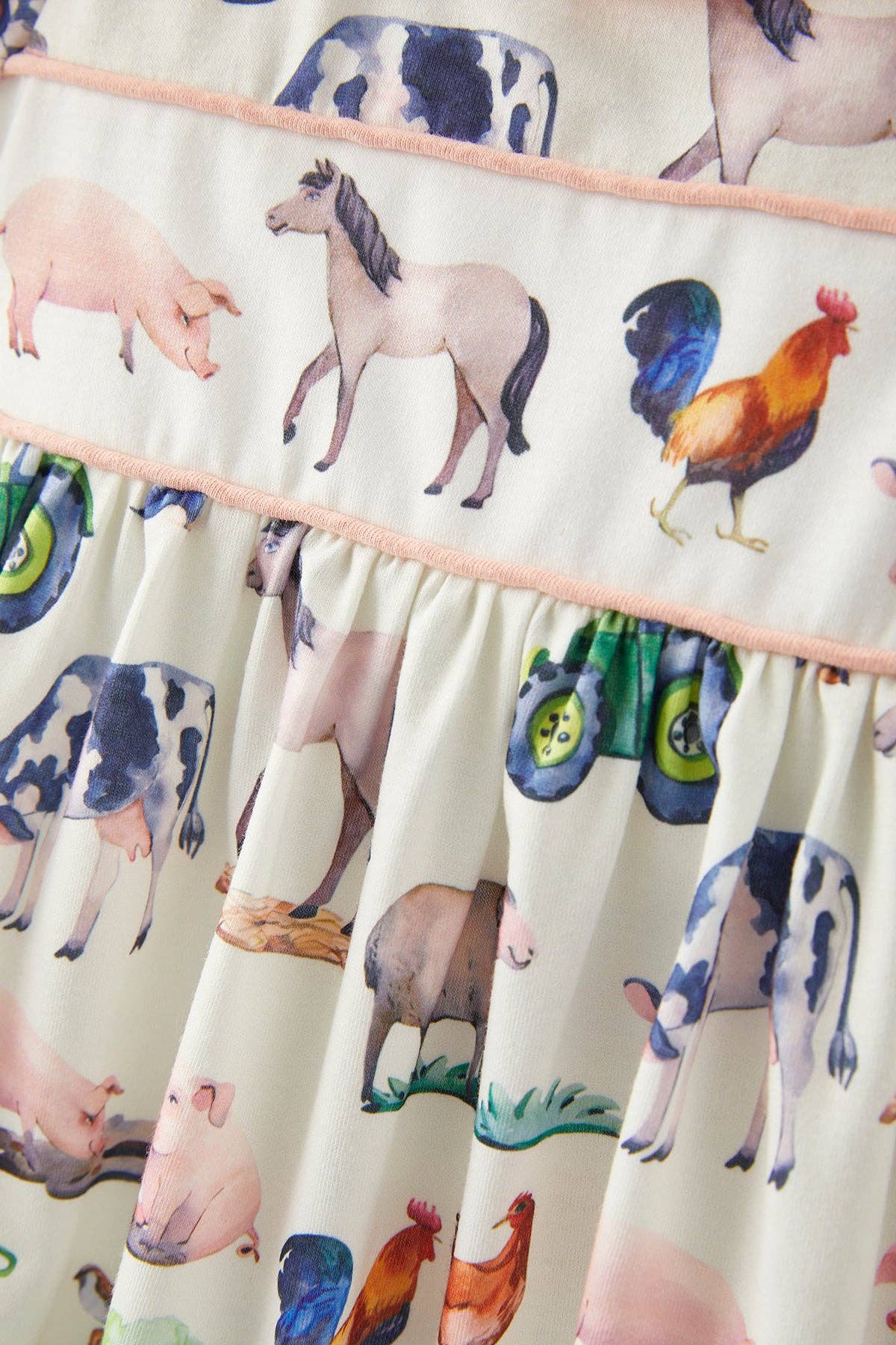 Farm Chicken Horse Print Girls Outfits Set