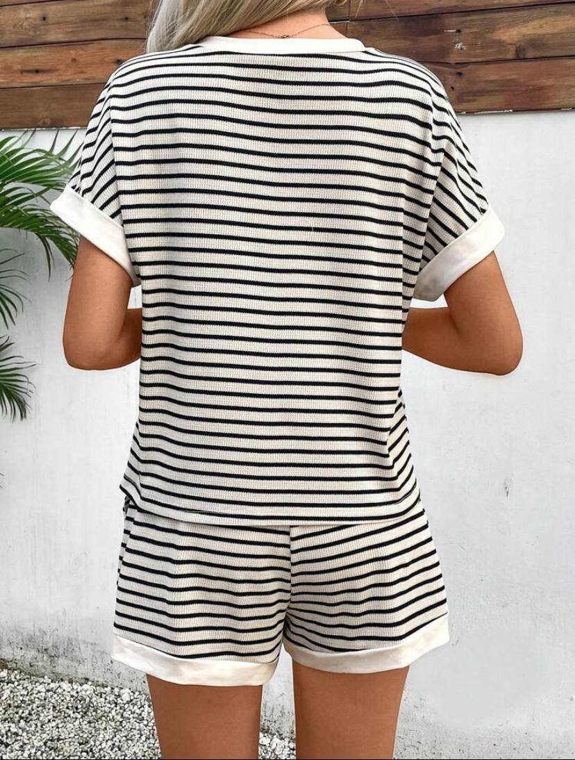 Striped Batwing Casual Set