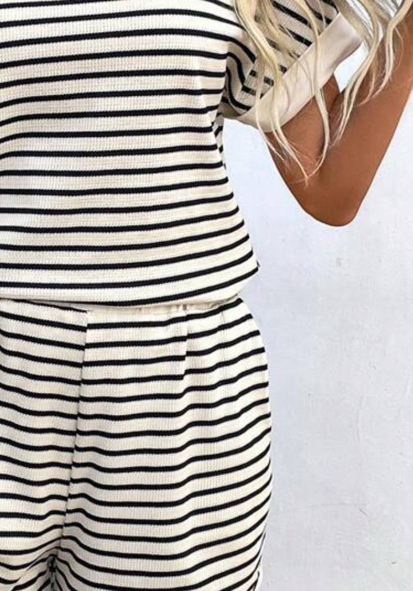Striped Batwing Casual Set