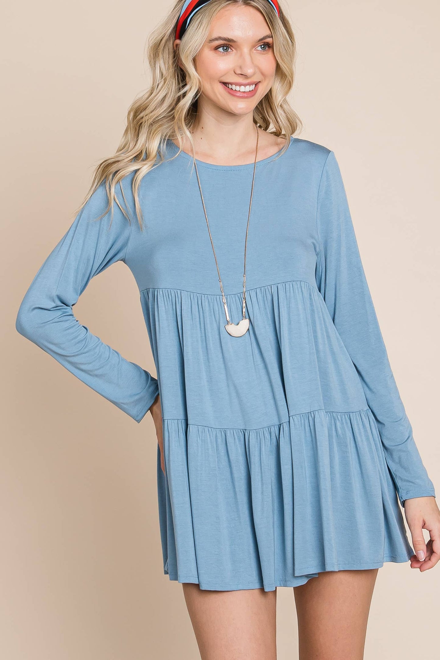 ETK-7794 Solid Modal Babydoll Tunic Top