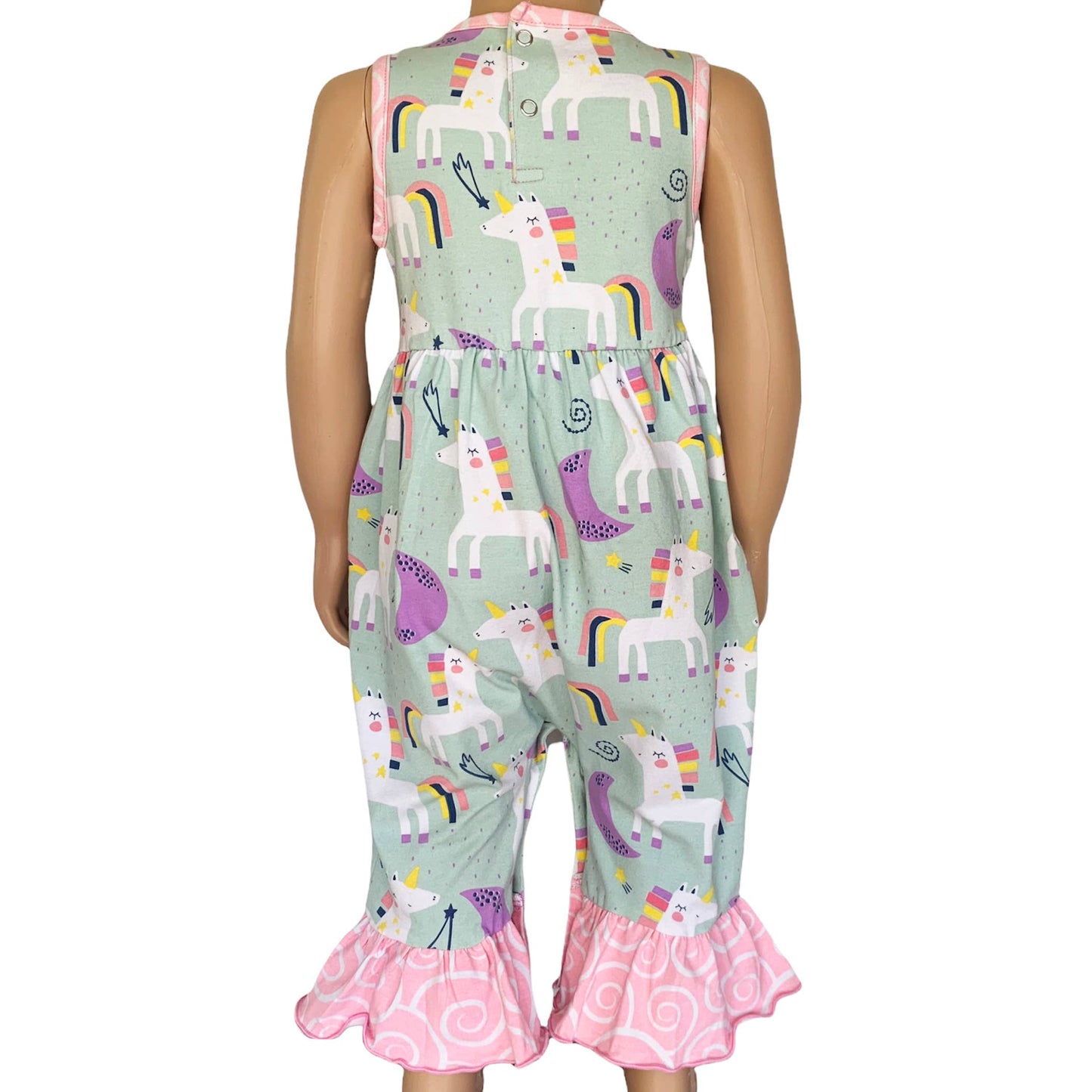 AnnLoren Toddler Unicorn & Rainbow Baby Girls Romper PrePack