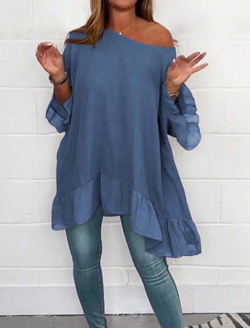 Ruffle Hem Peplum Top