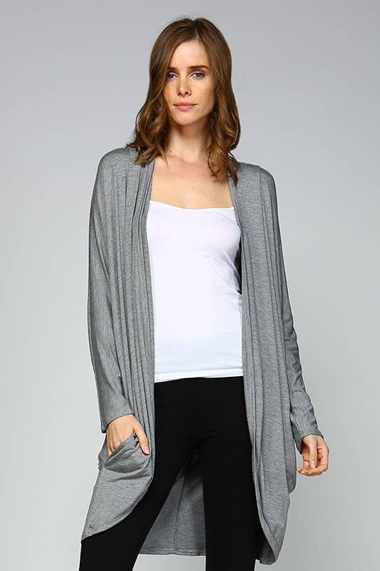 ETK-3762 Dolman Sleeves Draped Cardigan