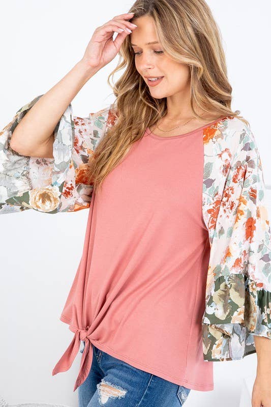 Mix and Match Ruffle Sleeve Top