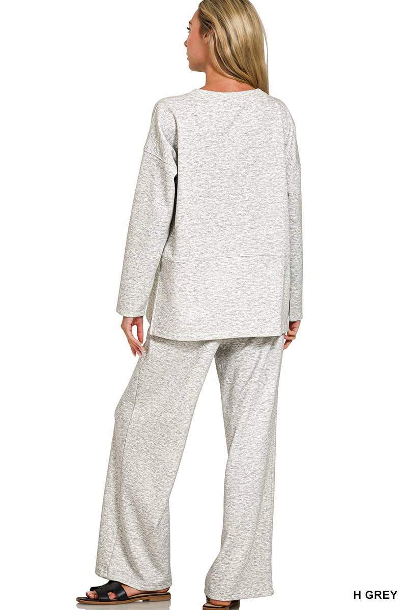 Scuba Side Slit Top & Pants Set Zenana
