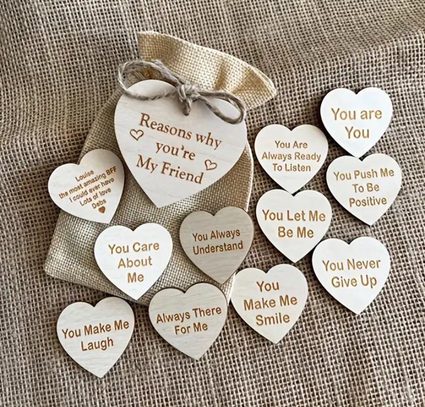 Friend Wood Heart Tokens