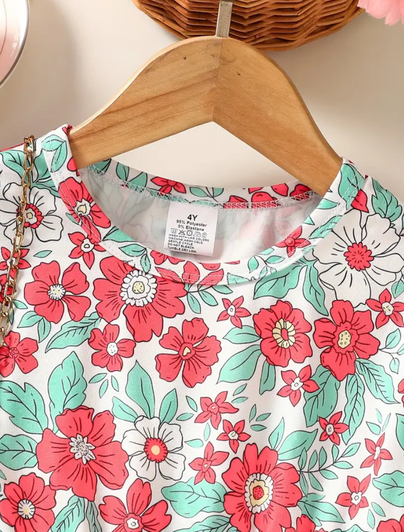 Mint Coral Floral Dress