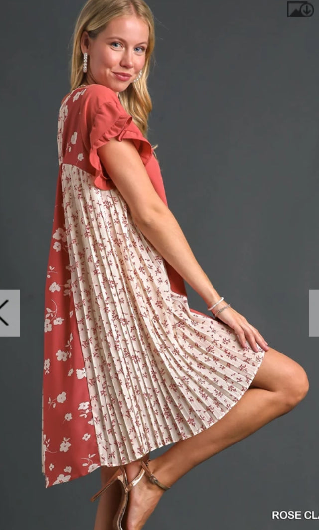 UMGEE - Mixed Media Pleated Dress
