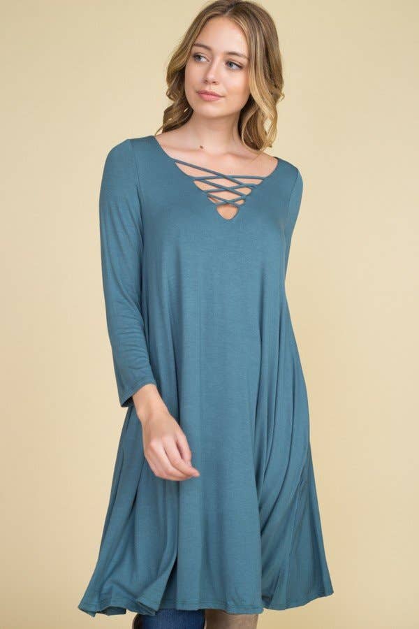 ETK-4182 Solid Jersey Tunic Dress