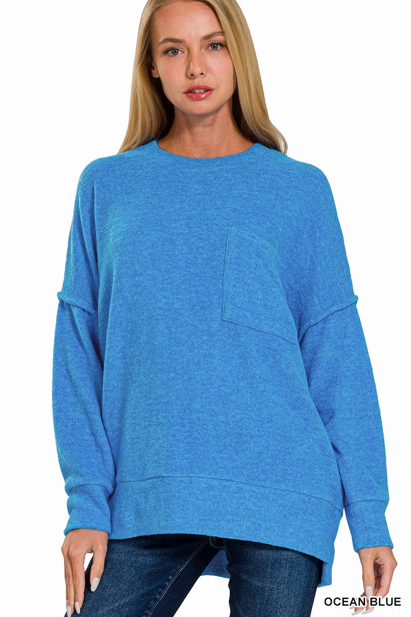 Brushed Melange Drop Shoulder Oversized Sweater