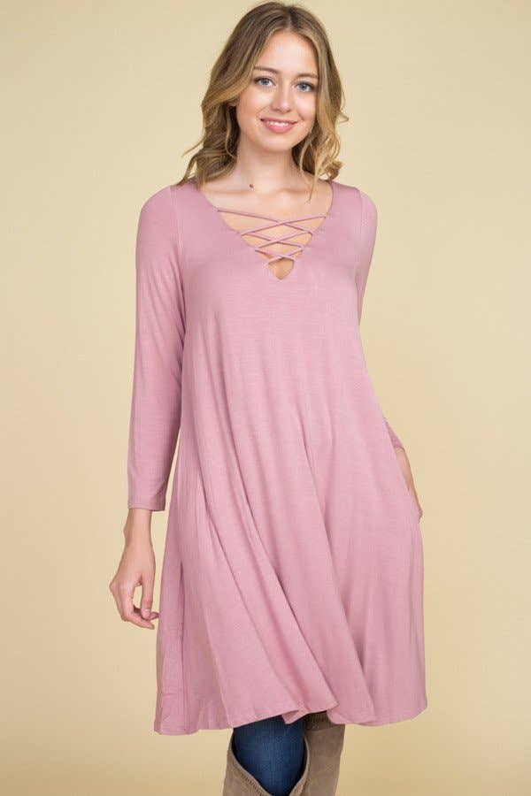 ETK-4182 Solid Jersey Tunic Dress