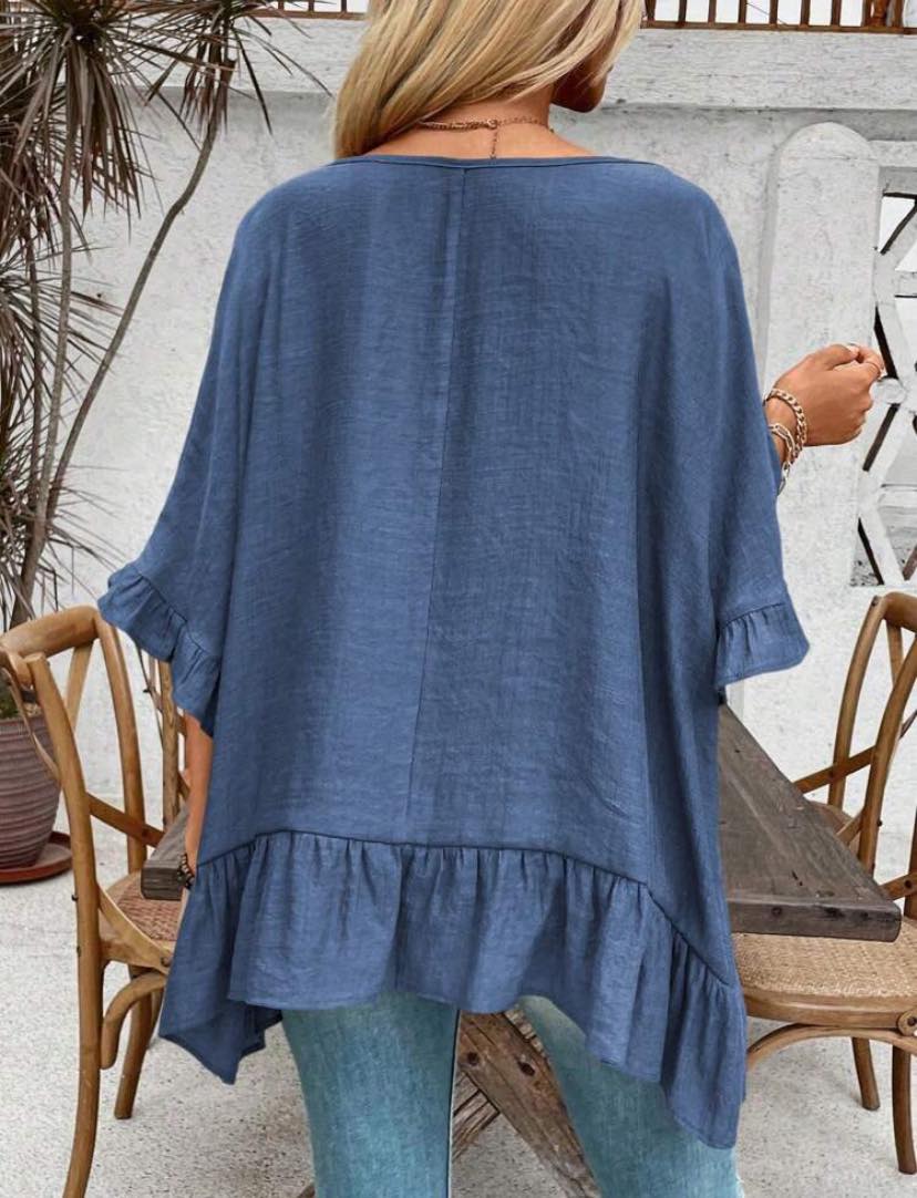 Ruffle Hem Peplum Top