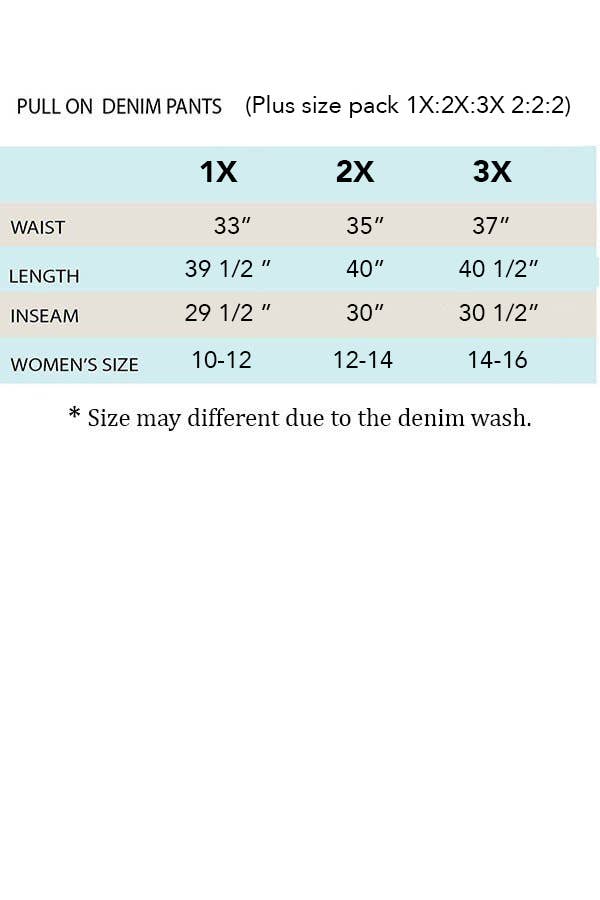 Plus size pre washed basic pull on denim skinny jeggings