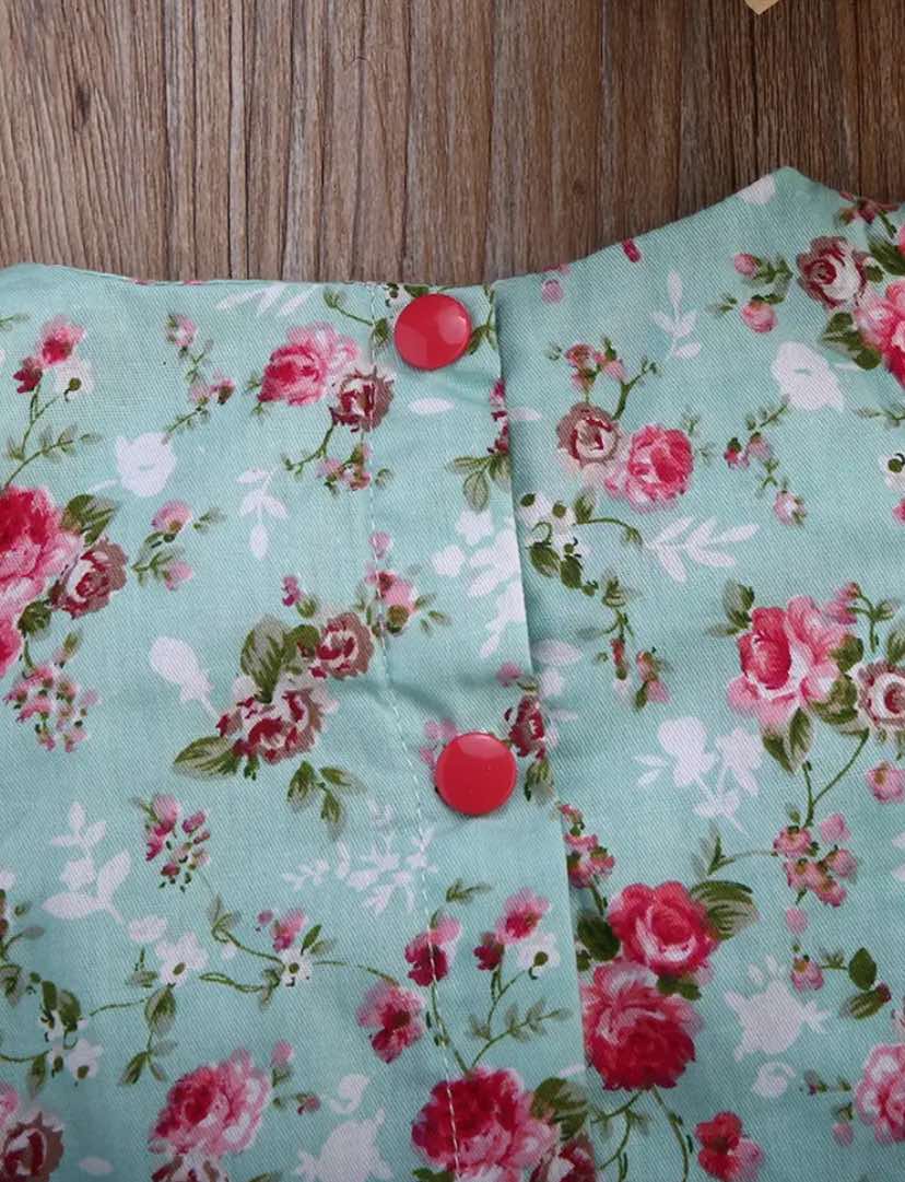 Mint and Floral Romper