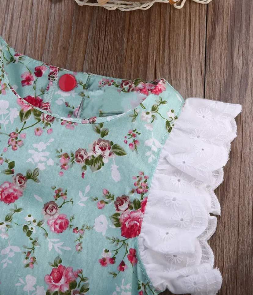 Mint and Floral Romper