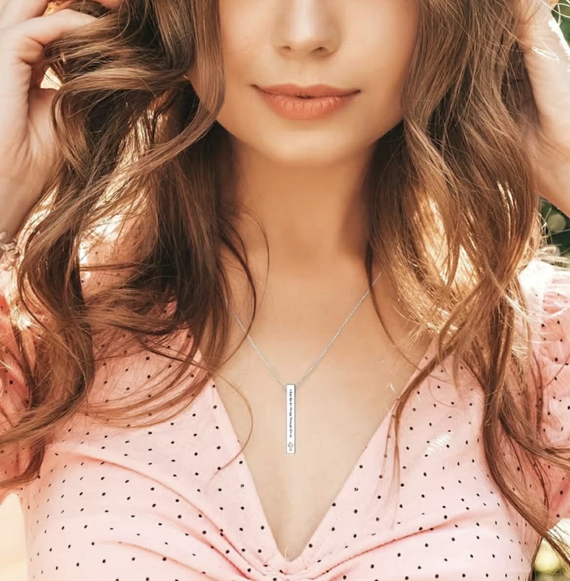 Hollow Cross Verse Bar Necklace