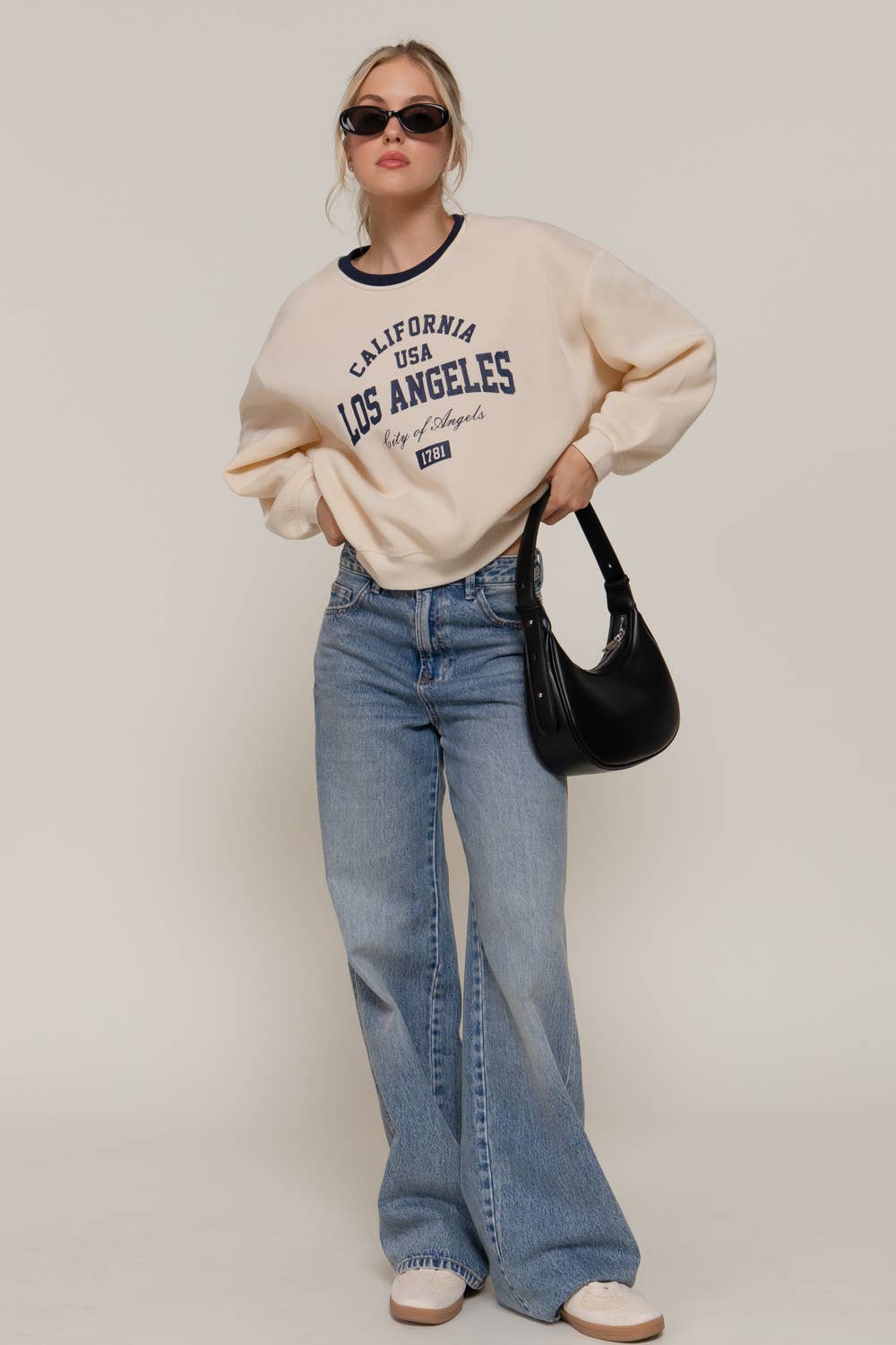 Long Sleeve Printed Oversized Varsity Sweatshirt