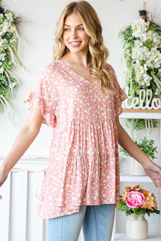ET7124-17 FLORAL TIERED TOP